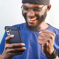 Carbon dėklas telefonui Samsung Galaxy S23+ lankstus silikoninis anglies dėklas mėlynas
