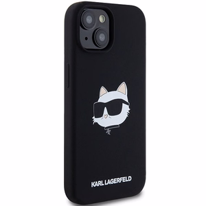 Karl Lagerfeld Silikoninis Choupette Head Magnetinis dėklas telefonui iPhone 15 Plus / 14 Plus – juodas
