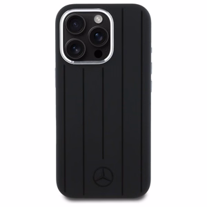 Mercedes MEHMP16L23SUVSK iPhone 16 Pro 6.3" juodas kietasis dėklas silikoninis su vertikaliomis toninėmis juostelėmis Magnetinis (MagSafe)