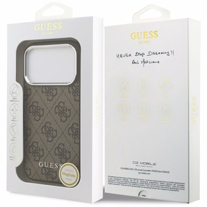 Guess 4G Classic Logo Magnetinis dėklas telefonui iPhone 17 Pro Max - rudas