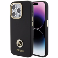 Guess silikoninis Logo Strass 4G dėklas telefonui iPhone 15 Pro Max - juodas