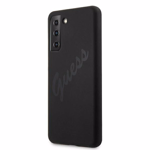 Dėklas telefonui Guess GUHCS21MLSVSBK S21+ G996 juodas/juodas kietasis dėklas Script Vintage
