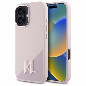 Karl Lagerfeld Silikoninis Šešėlis Metalinės Pradinės Magnetinis iPhone 16 Dėklas - Rožinis