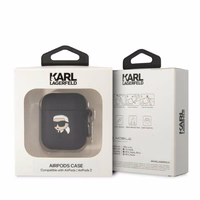 Karl Lagerfeld KLA2RUNIKK AirPods 1/2 dėklas juodas/juodas silikoninis Karl galva 3D