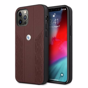 BMW Odinis išlenktas perforuotas dėklas iPhone 12 / iPhone 12 Pro - raudonas