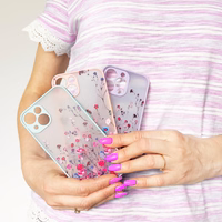 Dizaino dėklas iPhone 12 Pro Max gėlių violetinė