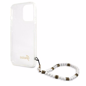 Guess GUHCP13LKPSWH iPhone 13 Pro / 13 6.1" skaidrus kietas dėklas White Pearl
