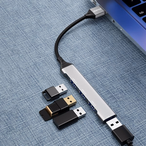 Dudao A16B 4-in-1 USB šakotuvas, USB-A–4 × USB 3.0, pilkas
