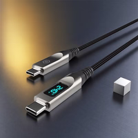 Blavec Laidas Lumix pintas - Typ C na Typ C - PD 240W 5A LED display 1,2 metra Apple CarPlay/Android Auto (CLU-CC5BG12) juodas-pilkas