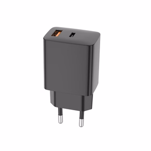 Setty USB-A + USB-C PD/QC 30W Sieninis įkroviklis juodas + USB-C cable 1m RLSK-AC-01 juodas