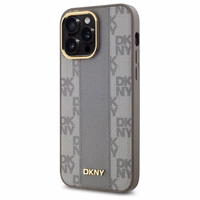 DKNY Odinis languotas mono raštas Magnetinis dėklas telefonui iPhone 14 Pro Max - smėlio spalvos