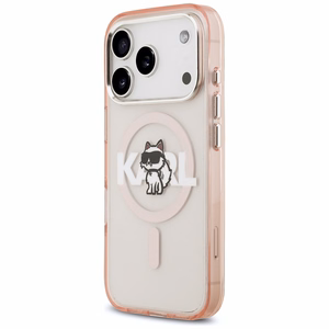 KARL LAGERFELD dėklas telefonui IPHONE 17 Pro, suderinamas su magnetiniu MagSafe (KLHMP17LHGCHGKBP, IML Choupette Sketch Logo) rožinis