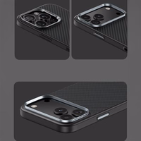 Benks magnetinis Armor Pro Kevlar dėklas su metaliniu rėmeliu 600D (A070) Iphone 17 Pro Max telefonui juodas (su fotoaparato valdymo mygtuku)