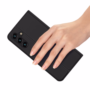 Dux Ducis Skin Pro Dėklas telefonui Samsung Galaxy A14 4G / 5G su atverčiamu kortelių dėklu ir stovu Juodas