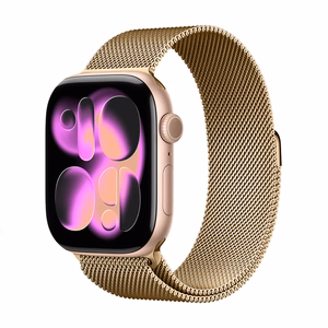 Nerūdijančiojo plieno Milano pynimo apyrankė Crong Milano Steel, skirta Apple Watch 44/45/46/49 mm, rožinio aukso spalvos