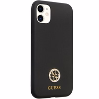 Guess GUHCN614DGPK dėklas iPhone 11 / Xr - juodas Silikoninis Logo Strass 4G