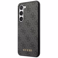 Guess GUHCS23SG4GFGR S23 S911 pilkas/pilkas kietas dėklas 4G Metal Gold Logo