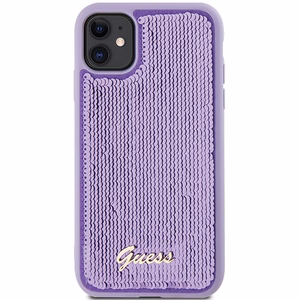 Guess Sequin Script Metal dėklas telefonui iPhone 11 / Xr - violetinis