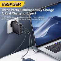 Įkroviklis Essager "Gan Journey" juodas 140W (2xPD / QC3.0) / EU VERSION /