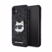 Karl Lagerfeld KLHCN61G2CPK iPhone 11 / Xr 6.1" juodas kietas dėklas Blizgučiai Choupette Emblema