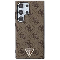 Guess Grip Stand 4G Triangle Strass dėklas Samsung Galaxy S24 Ultra - rudas