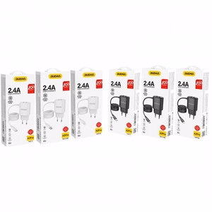Įkroviklis Dudao A2ProL juodas (2xUSB) + integruotas Lightning laidas