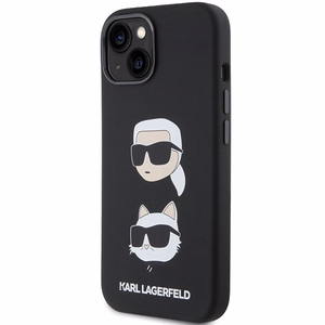 Karl Lagerfeld Silikoninis Karl&Choupette Head dėklas telefonui iPhone 15 Plus / 14 Plus - juodas