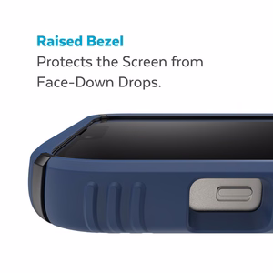 Speck Presidio2 Grip MagSafe case for iPhone 14 Plus, with non-slip grip, Coastal Blue / Black / White