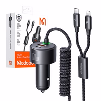 Mcdodo CC-0370 automobilinis įkroviklis, USB-C, Lightning, 120W, su įtraukiamais kabeliais