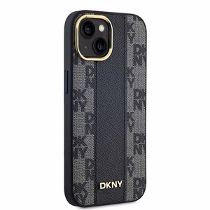DKNY Odinis langeliais raštuotas magnetinis dėklas iPhone 15/14/13 - juodas
