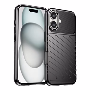 Thunder dėklas telefonui iPhone 16 Plus silikoninis dėklas - juodas