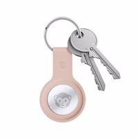 Crong Silicone dėklas with raktų pakabukas – apsauginis keychain dėklas Apple AirTag 1/2 (sand rožinis)