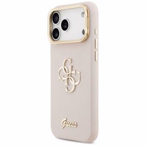 GUESS dėklas telefonui IPHONE 17 Pro Max GUHCP17XPCS4GSP (grūdinto PU didelis 4G ir stovo kamera) rožinis