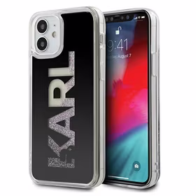 KARL LAGERFELD KLHCP12SKLMLBK IPHONE 12 MINI 5.4 "juodas Kietas dėklas KARL LOGO GLITTER