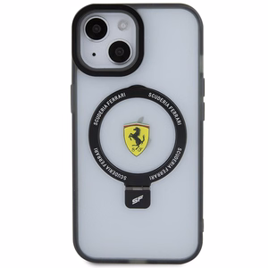 Ferrari žiedo stovo 2023 kolekcijos magnetinis dėklas telefonui iPhone 15 Plus / 14 Plus - permatomas