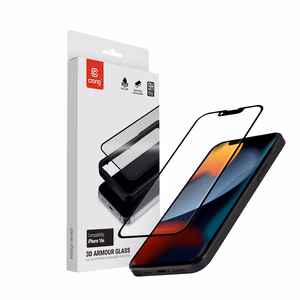 Crong 3D Armor Glass grūdintas apsauginis ekrano stiklas, skirtas iPhone 17e / 16e / 14 / 13 / 13 Pro, su montavimo rėmeliu