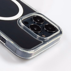 Crong Clear MAG Cover dėklas, skirtas iPhone 13 Mini, suderinamas su MagSafe, skaidrus