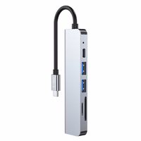 HUB Tech-Protect V4 6in1 USB-C - USB-A 3.0 / USB-A 2.0 / USB-C / HDMI / micro SD / TF / SD kortelių skaitytuvas - pilkas