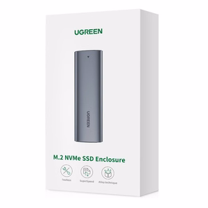 Ugreen M.2 SSD dėklas USB 3.2 Gen 2 (SuperSpeed USB 10 Gbps) + USB Type-C laidas 0,5m pilkas (CM400 10902)