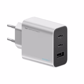 Cuktech 65W GaN sieninis įkroviklis 2xUSB-C 1xUSB-A pilkas