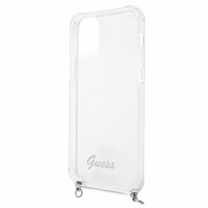 Guess GUHCP12LKC4GSSI iPhone 12 Pro Max 6.7" Skaidrus kietas dėklas 4G Sidabrinė grandinė