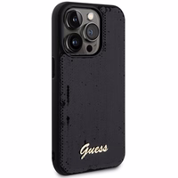 Guess Sequin Script Metal dėklas telefonui iPhone 13 Pro / 13 - juodas