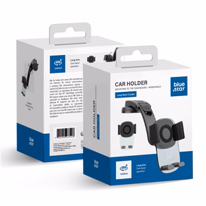 Automobilinis universalus telefono laikiklis Blue Star (Long Neck Crystal) juodas