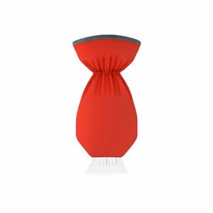 Car snow scraper with glove red