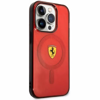 Ferrari FEHMP14XURKR iPhone 14 Pro Max 6.7" raudonas kietas dėklas telefonui pusiau permatomas magnetinis (MagSafe)