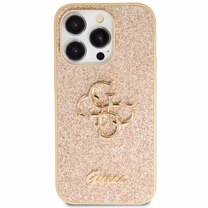 Guess GUHCP14LHG4SGD dėklas telefonui iPhone 14 Pro – auksinis Blizgus Script Big 4G