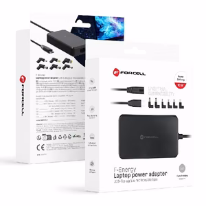 Universalus įkroviklis nešiojamiems kompiuteriams FORCELL F-ENERGY E856 90W (6 antgalių, tinka daugeliui kompiuterių) juodas