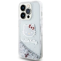 Hello Kitty Liquid Glitter Charms Kitty Head dėklas telefonui iPhone 14 Pro Max - sidabrinė