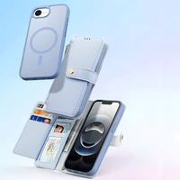 Dux Ducis Lawa iPhone 16e odinis dėklas su nuimama magnetine pinigine - mėlynas