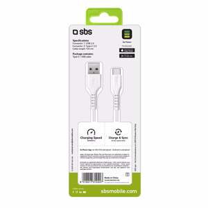 SBS TECABLEMICROC15W USB-A - USB-C kabelis 1,5 m - baltas